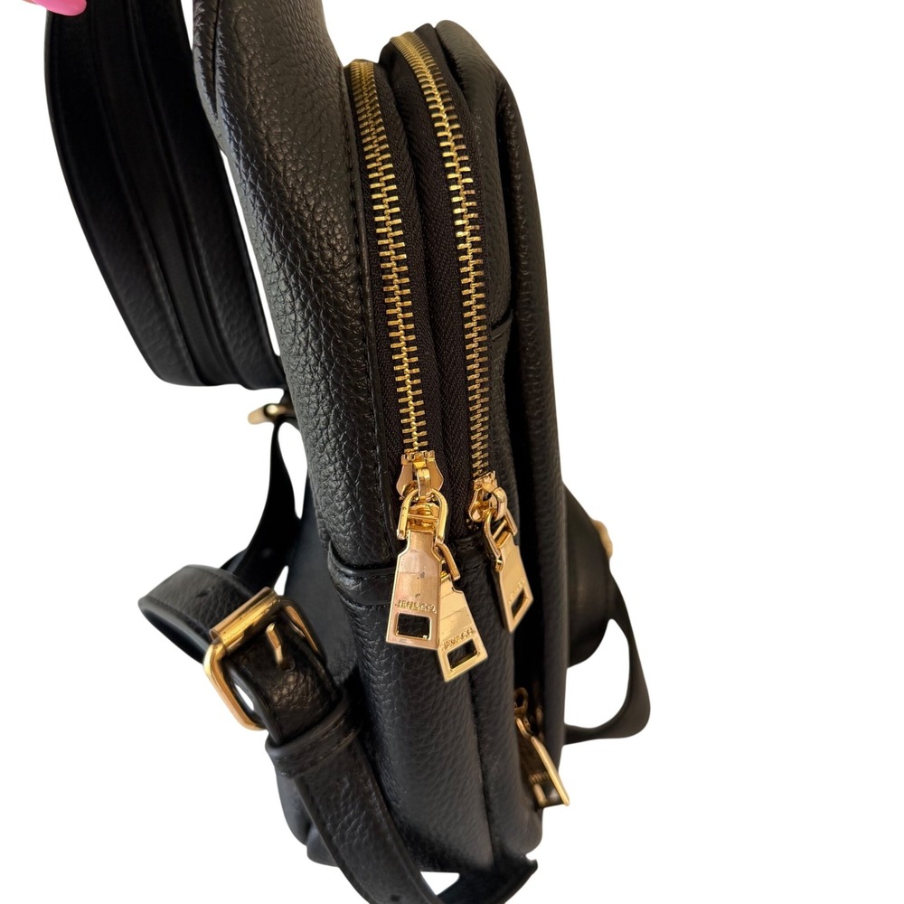 Jen & Co Ari Vegan Convertible Sling Bag Backpack Shoulder Carry Gold Hardware - Picture 3 of 9